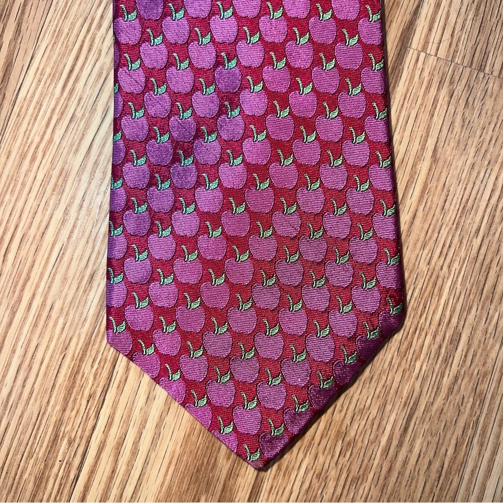 Robert Talbott for Michael Kehoe Ltd. 100% Silk Tie Red with Pink‎ Apples